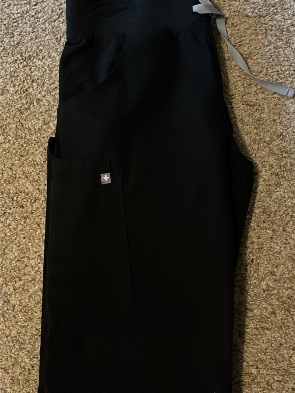 FIGS Black Scrub Pants with Cross Logo